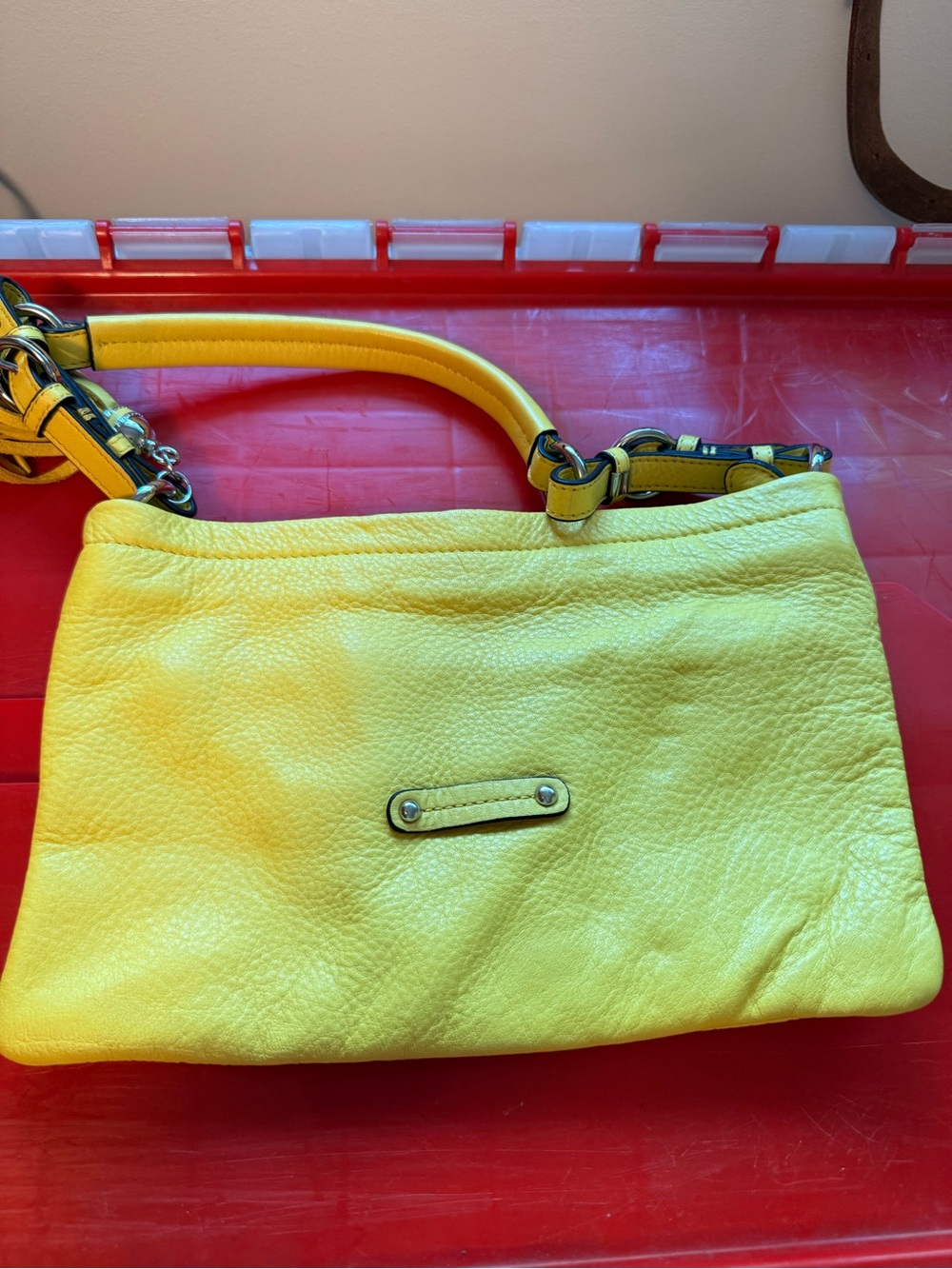 Danier Yellow Pebbled Leather Shoulder Bag
